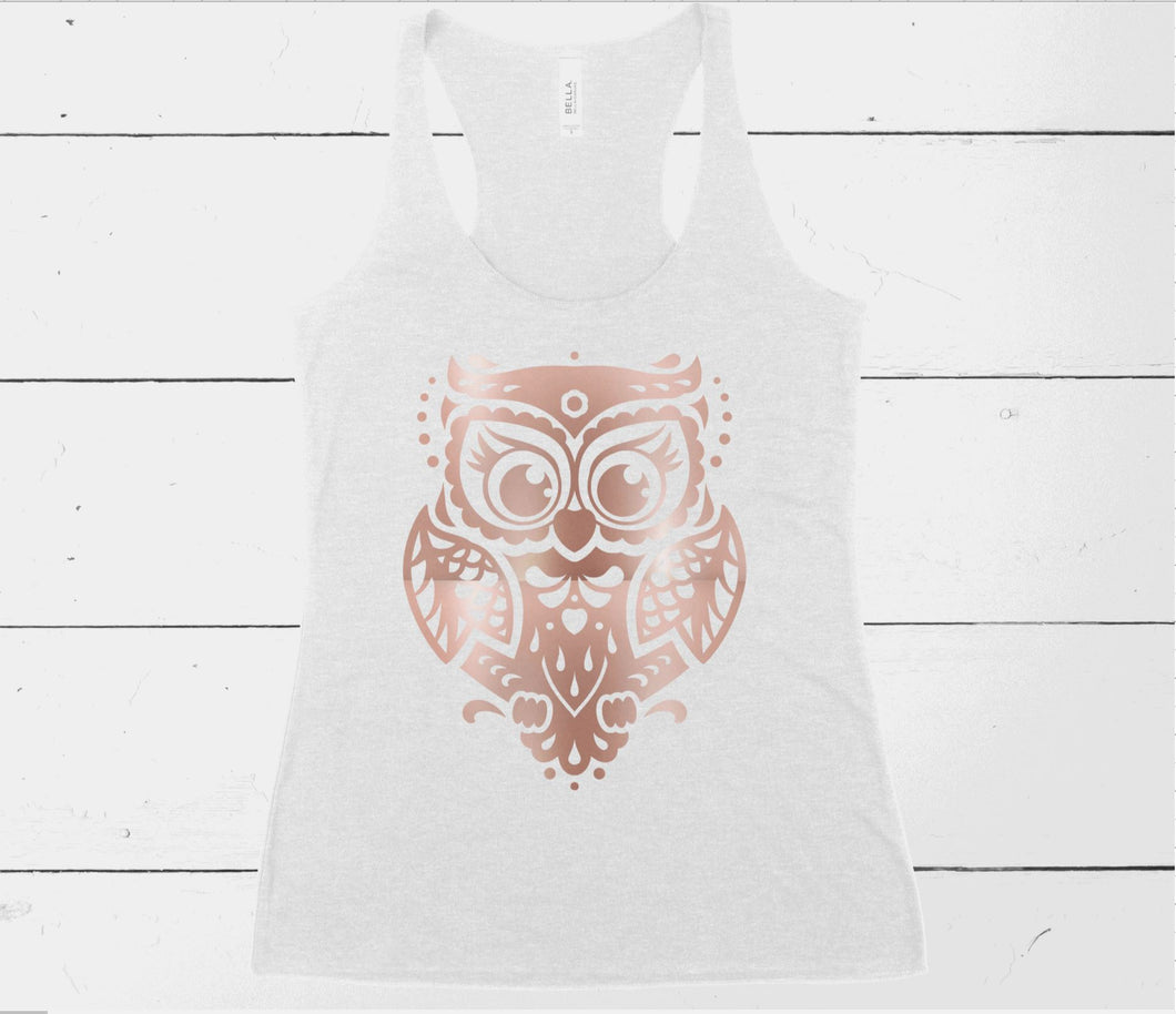 Owl tank top (Bella + Canvas)