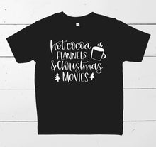 Load image into Gallery viewer, Hot Cocoa, Flannels, and Christmas Movies - Kids Christmas T-Shirt
