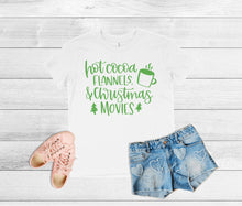 Load image into Gallery viewer, Hot Cocoa, Flannels, and Christmas Movies - Kids Christmas T-Shirt
