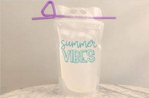 Summer Vibes reusable adult drinking pouch