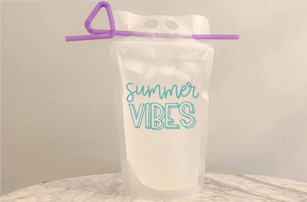 Summer Vibes reusable adult drinking pouch