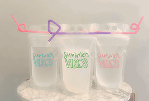 Summer Vibes reusable adult drinking pouch